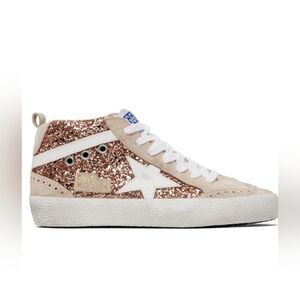 Golden Goose Rose Gold Glitter Star High-Top Sneakers